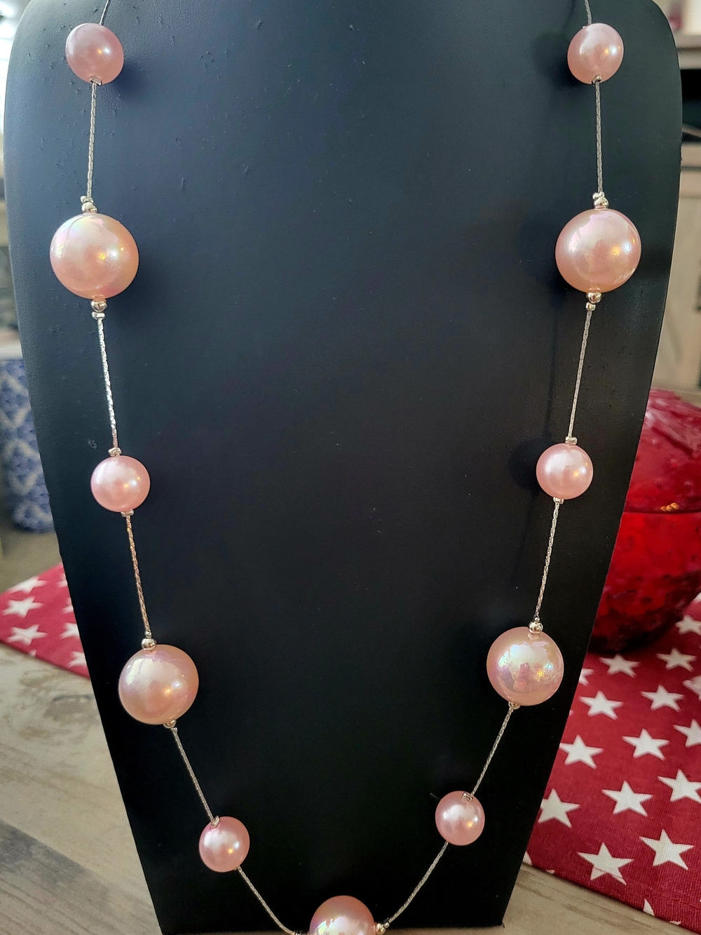 Paparazzi Large Pink Pearl Station Necklace